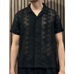 Guess - Lattice Knit Shirt - Zwart