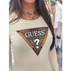 Guess - Ls Cn Leo Traingle Tee - Beige