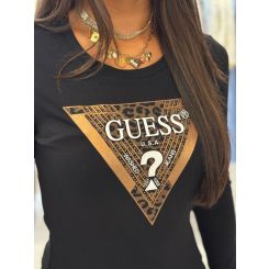 Guess - Ls Cn Leo Traingle Tee - Zwart