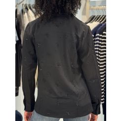 Guess - Ls Flore Logo Hotfix Shirt - Zwart