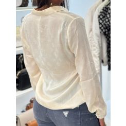 Guess - Ls Marthe Logo Shirt - Beige