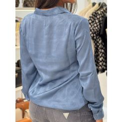 Guess - Ls Marthe Logo Shirt - Blauw