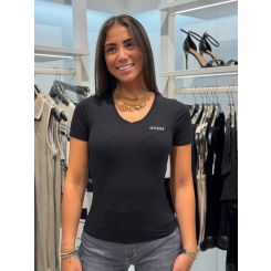 Guess - New Carrie Ss T-shirt V Neck - Zwart