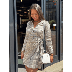 Guess - New LS Alya Printed Dress - Beige
