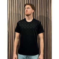 Guess - Nico Embossed Knit Ss Crew - Zwart