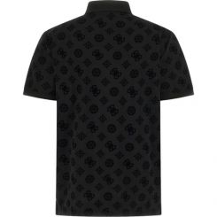 Guess - Ss Flocked Peony Polo - Zwart