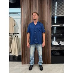 Guess - Ss Bowling Aop Shirt - Blauw