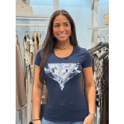 Guess - Ss Cn Feather Triangle Tee - Blauw