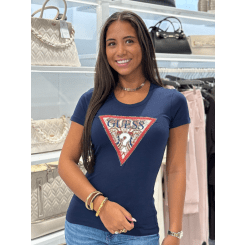 Guess - SS CN Paisley Triangle Tee - Blauw