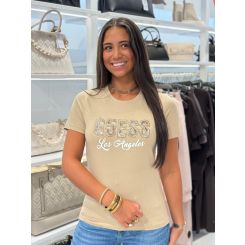 Guess - SS CN Snake Script Rhinestone - Beige