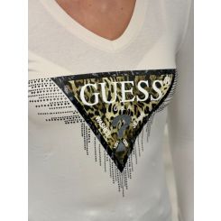 Guess - Ls Vn Triangle Tiger Tee - Wit