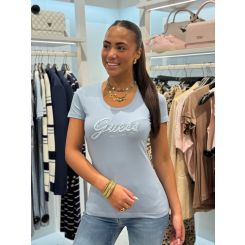 Guess - Cn Ss Embro Script Logo Tee - Blauw