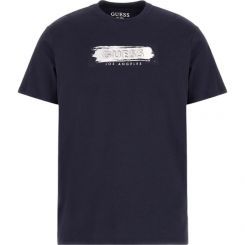 Guess - Ss Bsc Metallic Deboss Logo Tee - Blauw