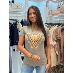 Guess - Ss Triangle Flowers Tee - Groen