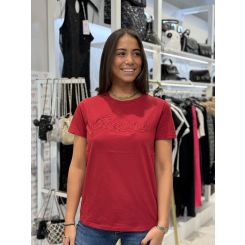 Guess - Ss Script Lace Logo Easy Tee - Rood