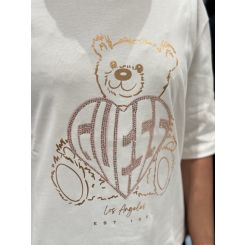 Guess Active - Rhinestone Bear Boxy T-shirt - Roze