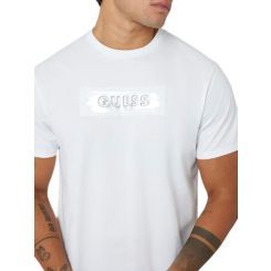 Guess - Ss Bsc Metallic Deboss Logo Tee - Wit