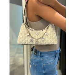 Guess - Everlee Top Zip Shoulder Bag - Beige