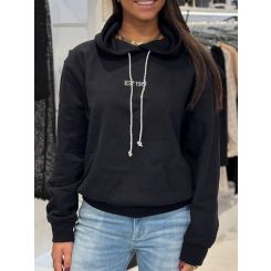 Guess - Hoodie Shiny Cord Sweater - Zwart