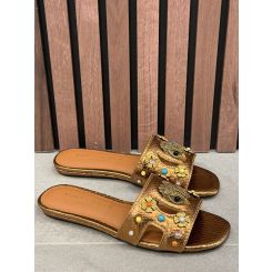 Kurt Geiger - Eagle Cut Out Flat Sdl - Brons