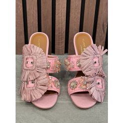 Kurt Geiger - Raffia Buckle Sandal - Roze