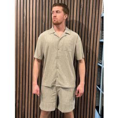 Malelions - Men Seersucker Shorts - Beige