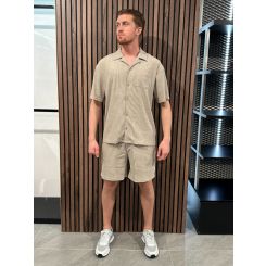 Malelions - Men Seersucker Shirt - Bruin