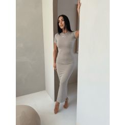 Unique The Label - Donna Rib T-shirt Dress - Beige