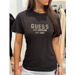 Guess - Ss Cn Pyramide Studs Tee - Zwart