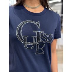 Guess - SS CN Guess Studded Tee - Blauw