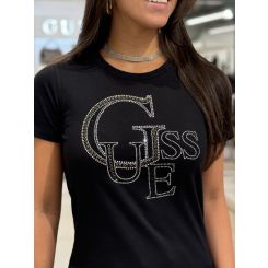 Guess - SS CN Guess Studded Tee - Zwart