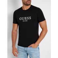 Guess - Ss Cn Guess Iridescent Tee - Zwart