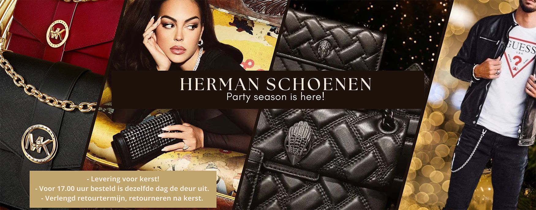 Michael Kors damestassen, Guess kleding en avondtasjes, Kurt Geiger collectie en herenkleding bij Herman Schoenen